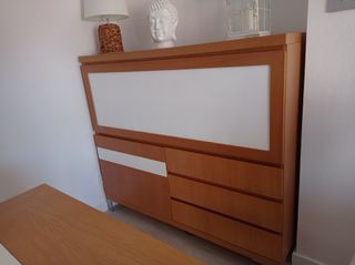 Mueble Comedor Completo Madera y Cristal