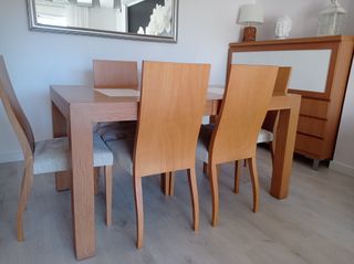 Mueble Comedor Completo Madera y Cristal