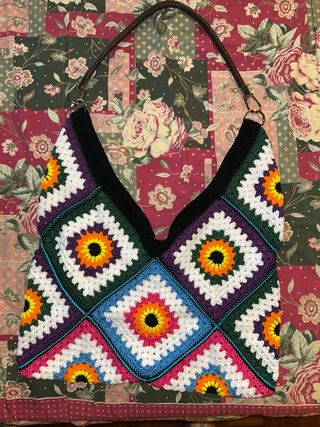 Borsa uncinetto granny square fatta a mano
