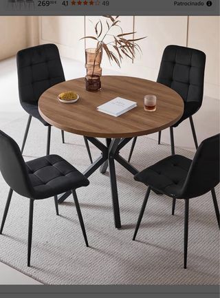 4 Sillas Comedor Tapizadas Negro