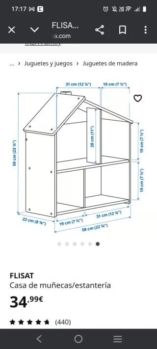 Casita de muñecas de madera Flisat ikea