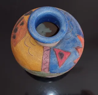 Jarrón artesanal multicolor