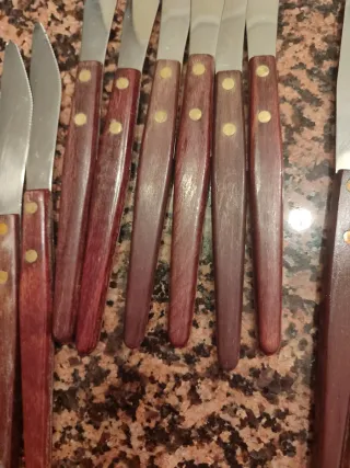 Set coltelli inox 20 cm con manico in legno