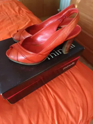 Zapatos Minelli Naranja/Rojo Peep Toe Tacón