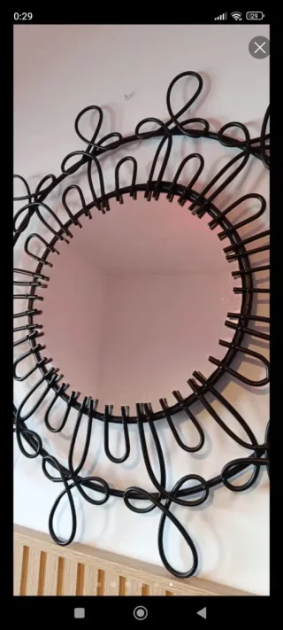 Espejo de mimbre redondo decorativo