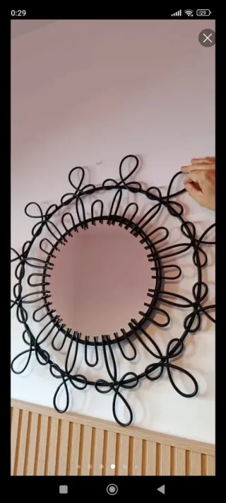 Espejo de mimbre redondo decorativo