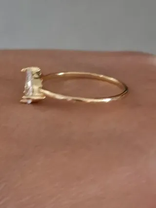 Anillo 2 gotas de agua! Plata 925.chapado oro 18k