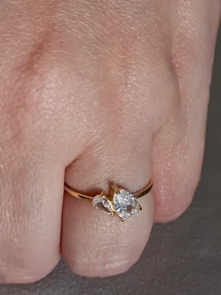 Anillo 2 gotas de agua! Plata 925.chapado oro 18k