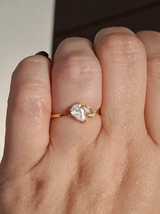 Anillo 2 gotas de agua! Plata 925.chapado oro 18k