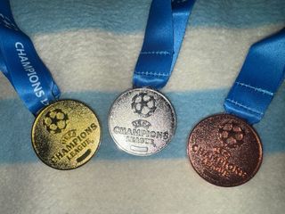 Lote 3 medallas Champions League Oro Plata Bronce