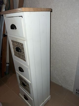Mueble Auxiliar Cajonera Mimbre Madera