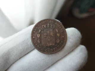 Moneda 5 céntimos 1878 Alfonso XII España