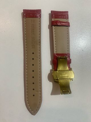 Cinturino pelle pitonato rosso 22mm fibbia dorata