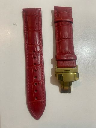 Cinturino pelle pitonato rosso 22mm fibbia dorata