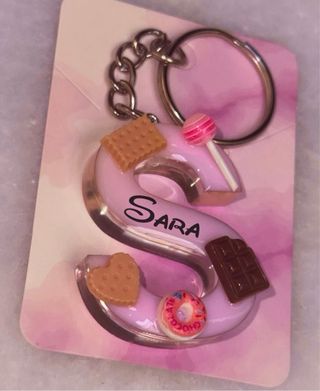 Llavero Letra con Adornos Dulces personalizado