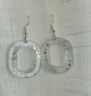 Pendientes Resina Transparentes con Purpurina y Es