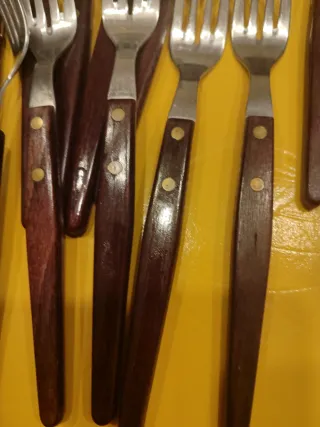 Set 24 Forchette Inox Manico Legno
