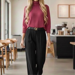 Talla S - Jersey cuello alto rosa