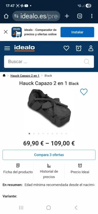 Bolsa Saco Moisés Hauck + Colchón Bebé Nuevo