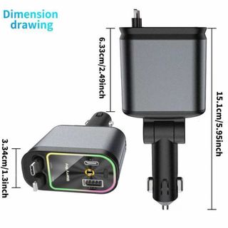 Cargador Coche 4 en 1 Retráctil