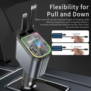 Cargador Coche 4 en 1 Retráctil