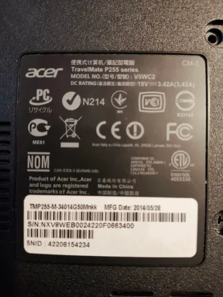 Portátil Acer TravelMate P255