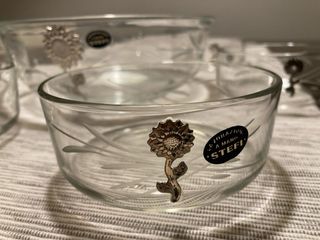 Set ciotole in vetro vintage floreale