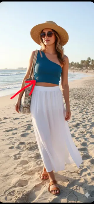 Top Zara azul de un hombro