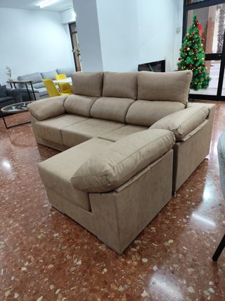 Sofá chaise longue reversible beige