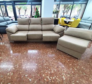 Sofá chaise longue reversible beige