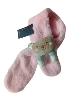 Sciarpa bambina rosa con orsetto peluche