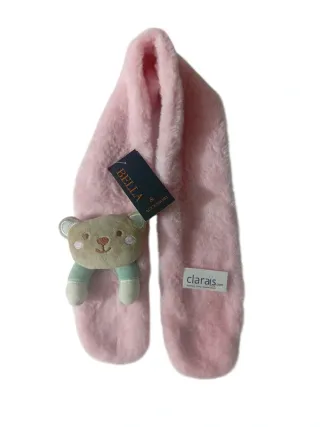 Sciarpa bambina rosa con orsetto peluche