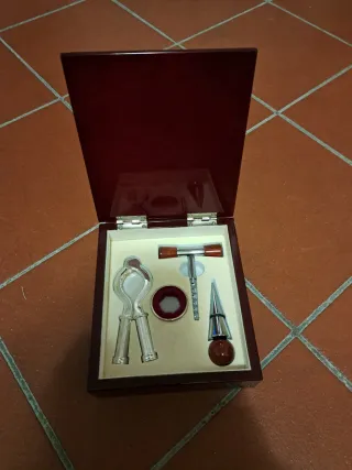 Set apribottiglie sommelier legno e metallo