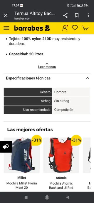 Mochila Ternua Esquí Travesía