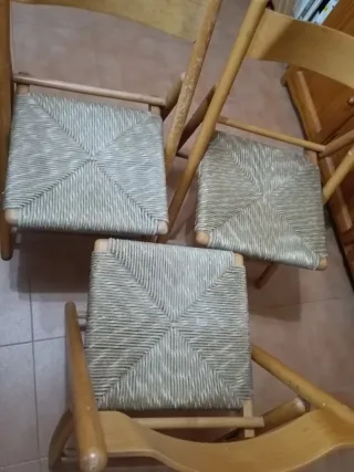 3 Sillas plegables vintage enea madera