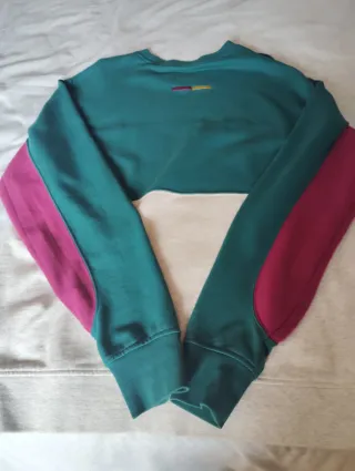 Sudadera Color Block Beige y Verde