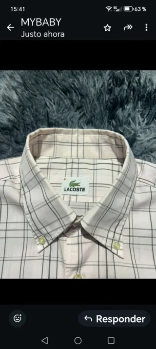 Camisa Lacoste Vintage Cuadros Beige/Blanco