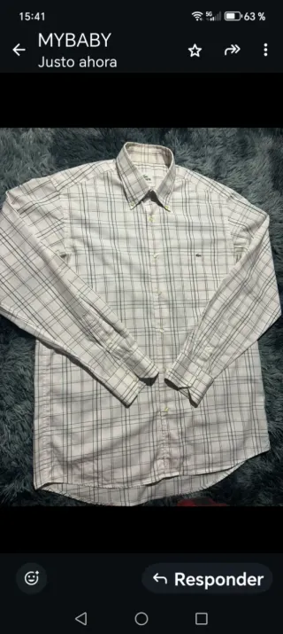 Camisa Lacoste Vintage Cuadros Beige/Blanco