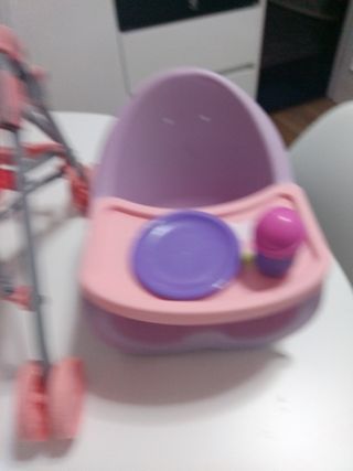 Lote Juguetes Muñeco Silla Trona y Accesorios