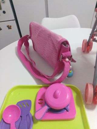 Lote Juguetes Muñeco Silla Trona y Accesorios