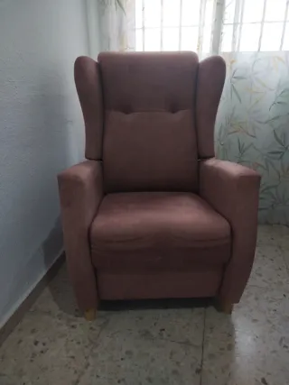 Sillón de tela rosa/marrón