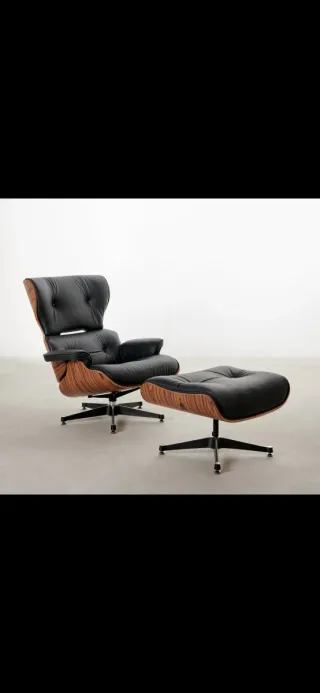 Sillón Lounge Chair Eames Negro y Madera