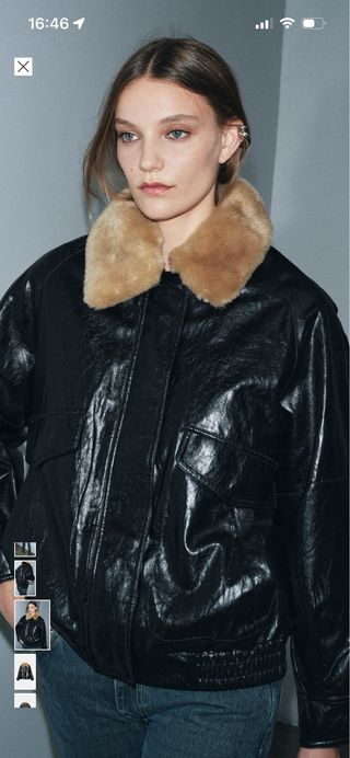 Cazadora cuello efecto pelo Zara