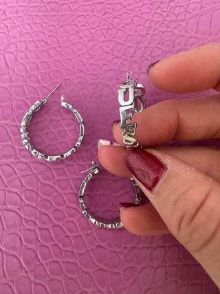 3 Pendientes Aro Guess Plateados