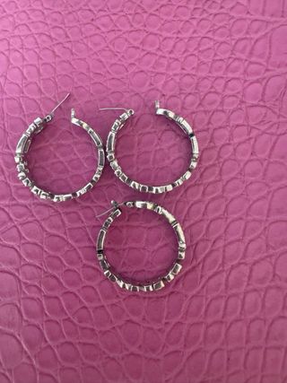 3 Pendientes Aro Guess Plateados