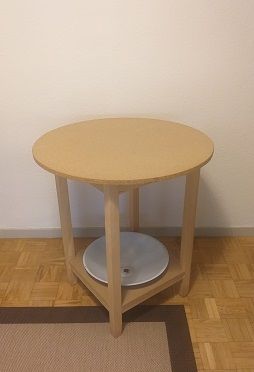 Mesa camilla redonda tela gris