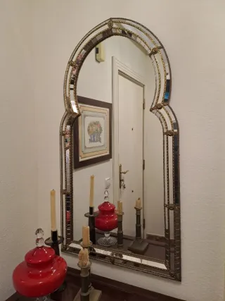 Espejo estilo árabe dorado y cristal