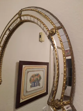 Espejo estilo árabe dorado y cristal
