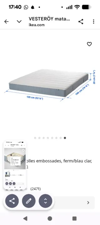 Colchón IKEA Vesteröy Firm/Light Blue