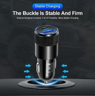 Cargador Coche con doble puertos USB-C y USB-A